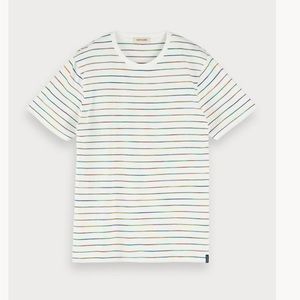 SCOTCH & SODA Space Dye Rainbow Stripe T- Shirt in White